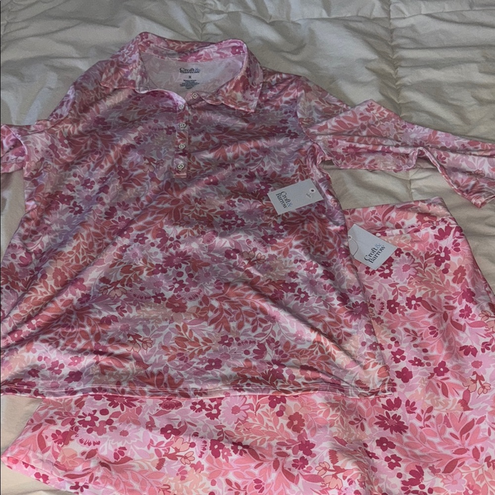 croft & barrow Pink Floral Polo and Skirt Set